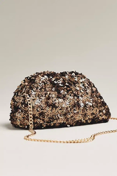 Maeve Sequin Slouchy Clutch In Gold