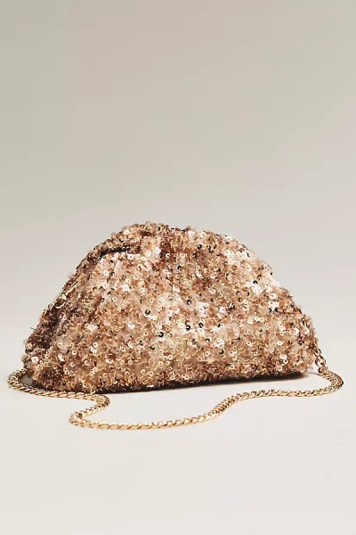 Maeve Sequin Slouchy Clutch In Gold