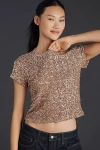 Maeve Sequin Tee In Beige