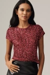 Maeve Sequin Tee In Burgundy