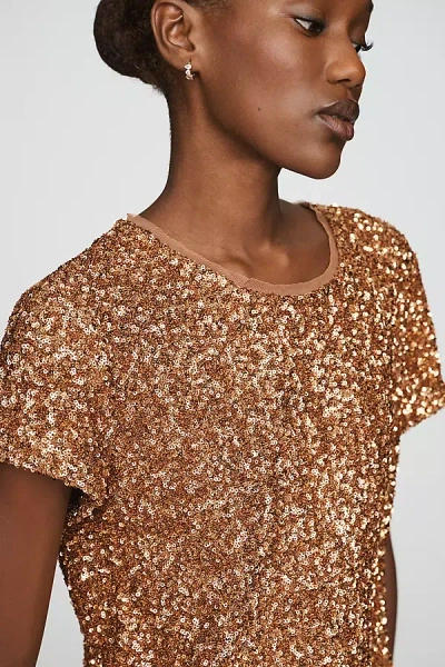 Maeve Sequin Tee In Gold