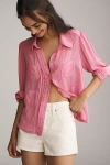 Maeve Sheer Chiffon Buttondown Shirt In Pink