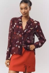 Maeve Sheer Chiffon Buttondown Shirt In Burgundy
