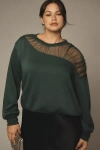 Maeve Sheer-insert Cozy Pullover In Green