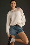 Maeve Sheer-insert Cozy Pullover In White