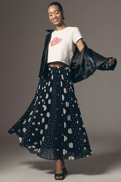 Maeve Sheer Pleated Maxi Skirt In Black