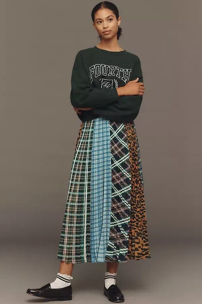 Maeve Sheer Pleated Maxi Skirt In Blue