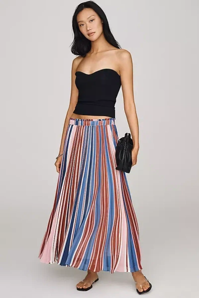 Maeve Sheer Pleated Maxi Skirt By  In Multi