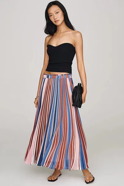 Maeve Sheer Pleated Maxi Skirt In Multi