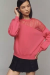 Maeve Sheer-shoulder Pullover Knit Top In Pink