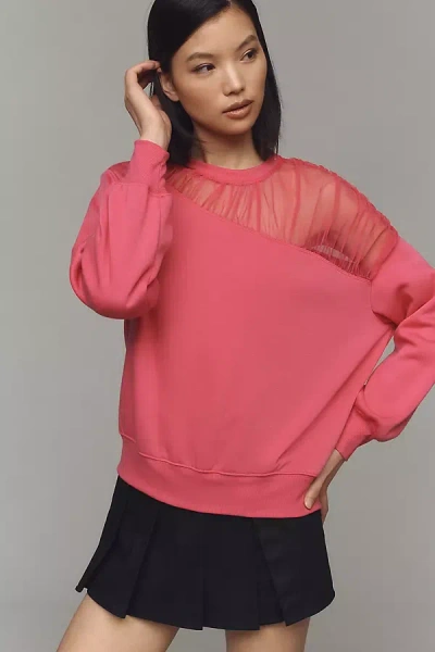 Maeve Sheer-shoulder Pullover Knit Top In Pink