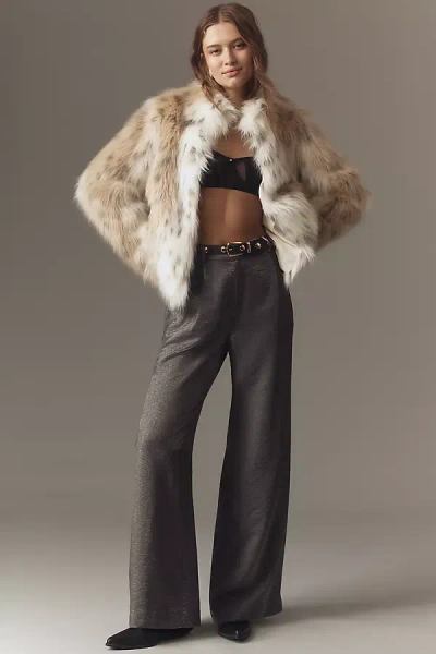 Maeve Shimmered Wide-leg Trousers Pants In Gray