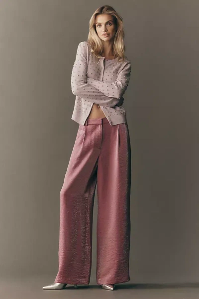 Maeve Shimmered Wide-leg Trousers Pants In Pink