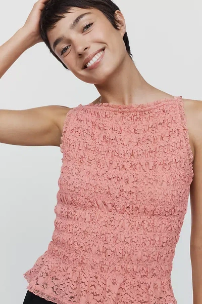 Maeve Shirred Tank Top In Brown