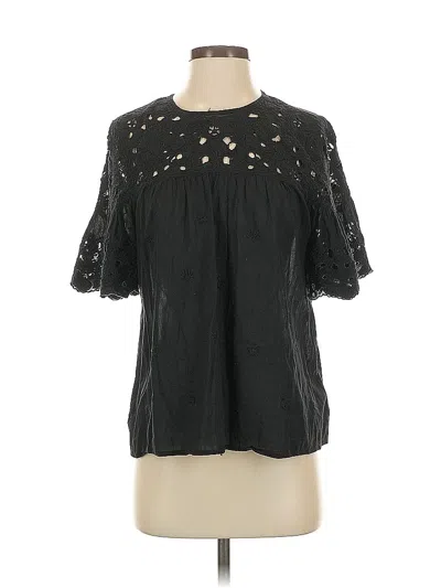 Pre-owned Maeve Short Sleeve Blouse In Black