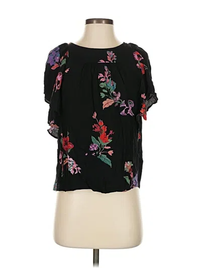 Pre-owned Maeve Short Sleeve Blouse In Black