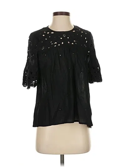 Pre-owned Maeve Short Sleeve Blouse In Black