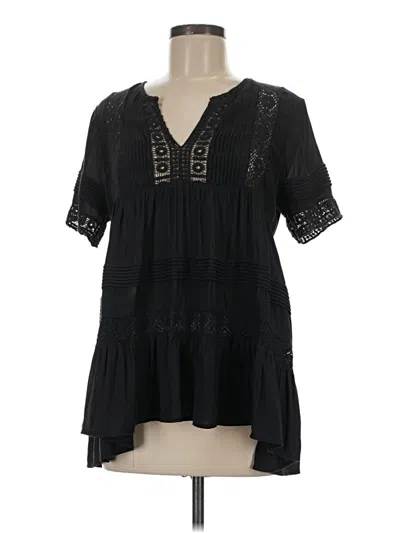 Pre-owned Maeve Short Sleeve Blouse In Black