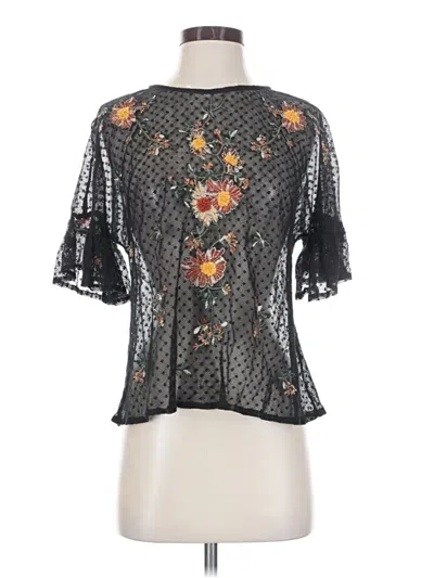 Pre-owned Maeve Short Sleeve Blouse In Black