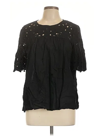 Pre-owned Maeve Short Sleeve Blouse In Black
