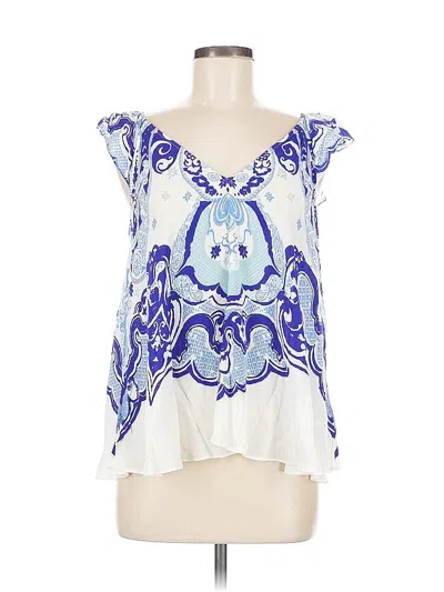 Pre-owned Maeve Short Sleeve Blouse In Blue