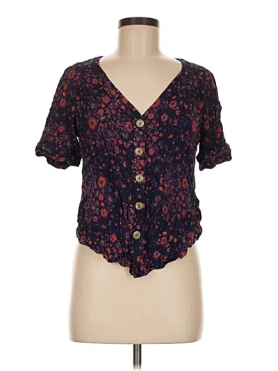 Pre-owned Maeve Short Sleeve Blouse In Blue