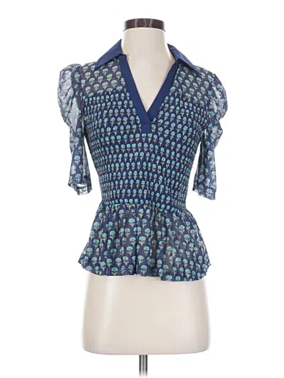 Pre-owned Maeve Short Sleeve Blouse In Blue