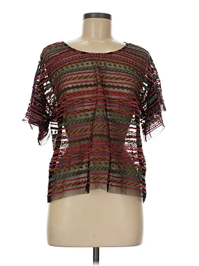 Pre-owned Maeve Short Sleeve Blouse In Brown