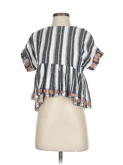 Pre-owned Maeve Short Sleeve Blouse In Gray