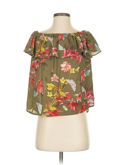 Pre-owned Maeve Short Sleeve Blouse In Green