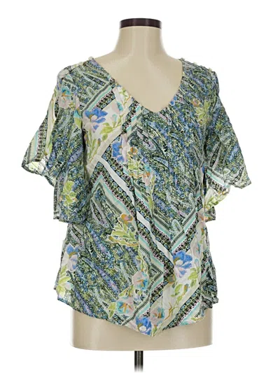 Pre-owned Maeve Short Sleeve Blouse In Green