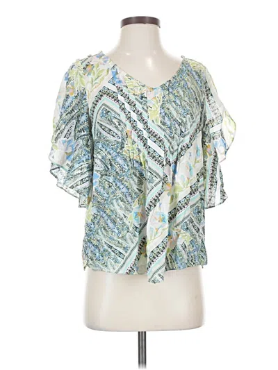 Pre-owned Maeve Short Sleeve Blouse In Green