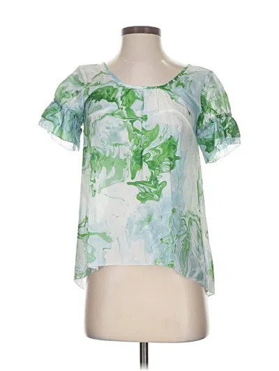 Pre-owned Maeve Short Sleeve Blouse In Green