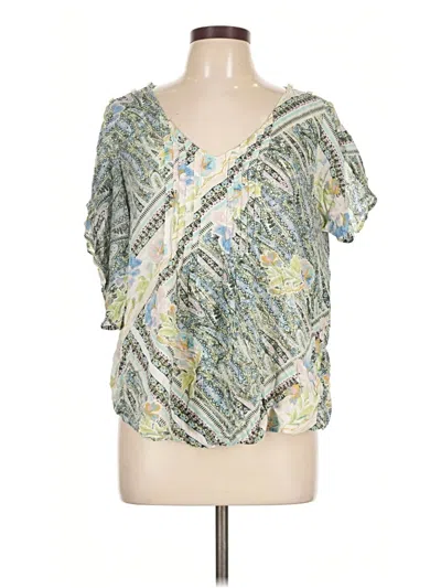 Pre-owned Maeve Short Sleeve Blouse In Green