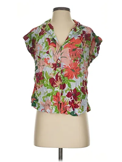 Pre-owned Maeve Short Sleeve Blouse In Green