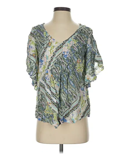 Pre-owned Maeve Short Sleeve Blouse In Green