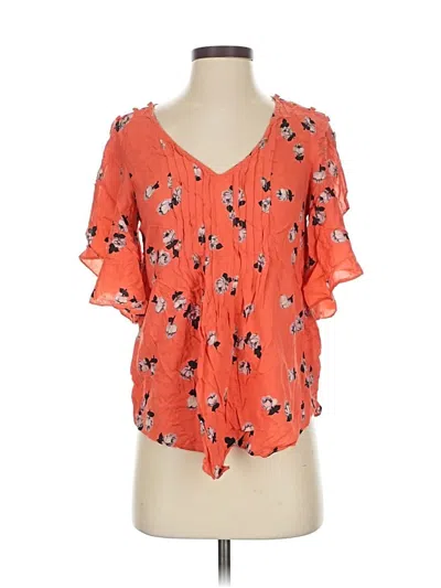 Pre-owned Maeve Short Sleeve Blouse In Orange
