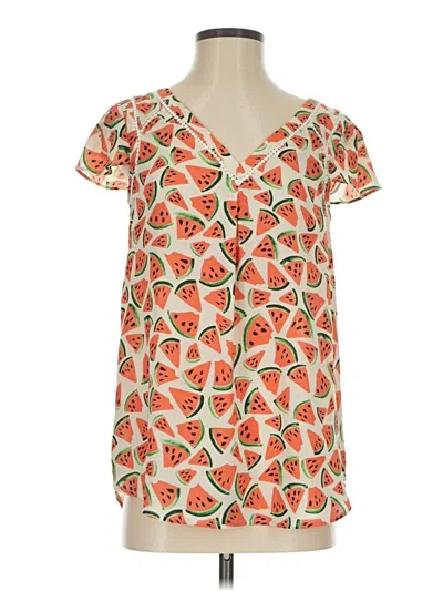 Pre-owned Maeve Short Sleeve Blouse In Orange