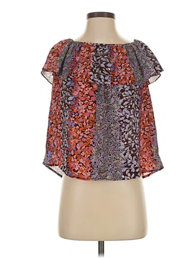 Pre-owned Maeve Short Sleeve Blouse In Purple
