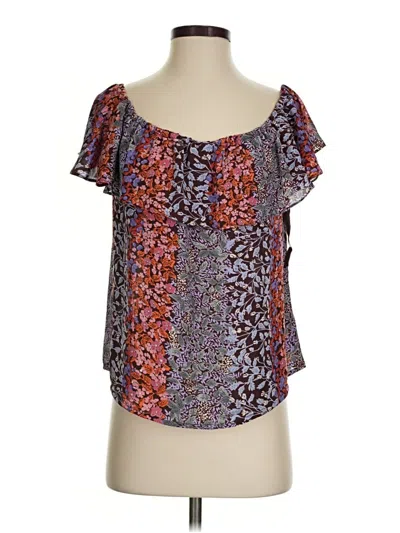 Pre-owned Maeve Short Sleeve Blouse In Purple