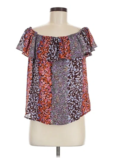 Pre-owned Maeve Short Sleeve Blouse In Purple