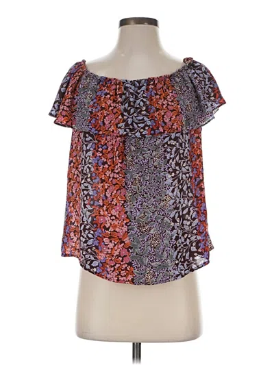 Pre-owned Maeve Short Sleeve Blouse In Purple