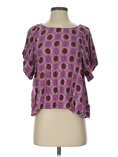 Pre-owned Maeve Short Sleeve Blouse In Purple