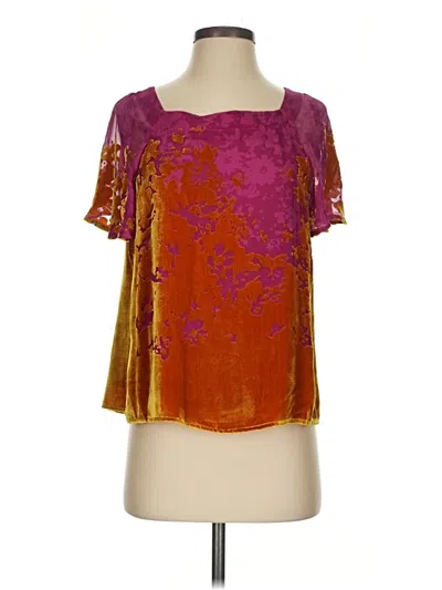Pre-owned Maeve Short Sleeve Blouse In Purple