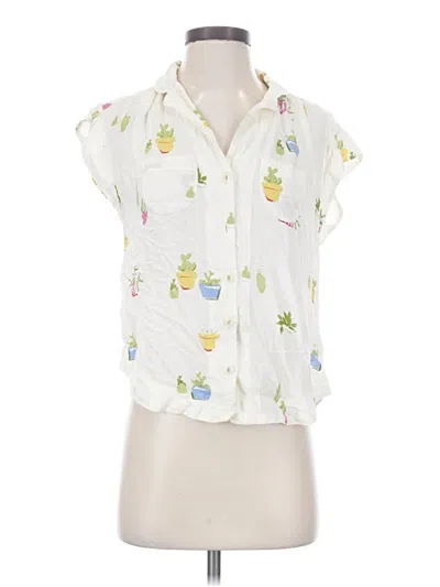 Pre-owned Maeve Short Sleeve Blouse In White