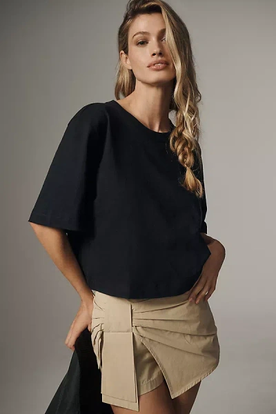 Maeve Short-sleeve Boxy Tee In Black