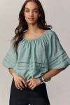Maeve Short-sleeve Bubble Tiered Top In Green