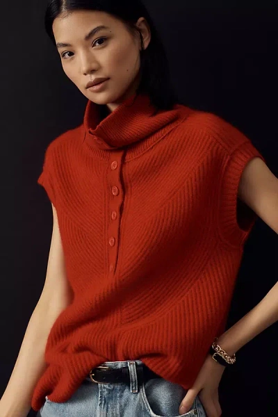 Maeve Short-sleeve Chunky Cashmere Sweater In Red