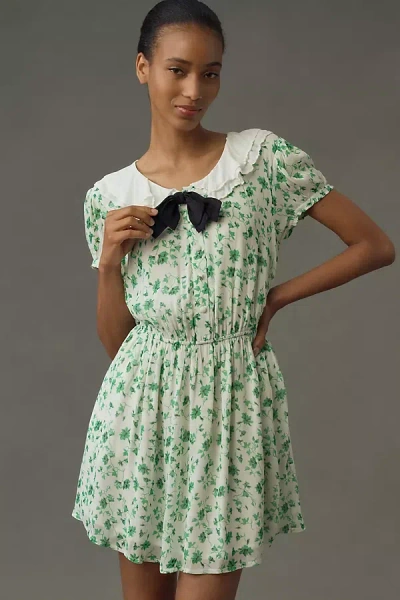 Maeve Short-sleeve Collared Mini Dress In Multicolor
