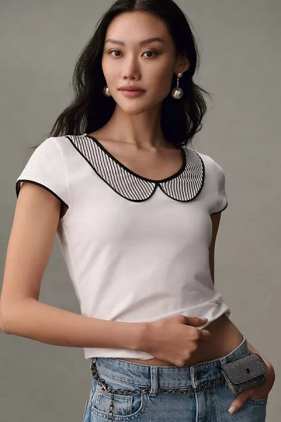 Maeve Short-sleeve Collared Tee In White